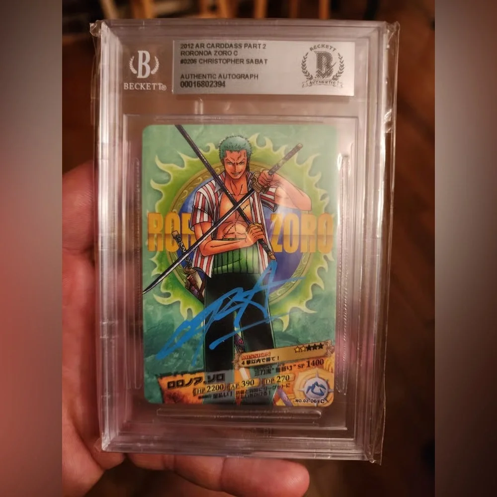 Graded Roronoa Zoro Autograph Trading Card - Green